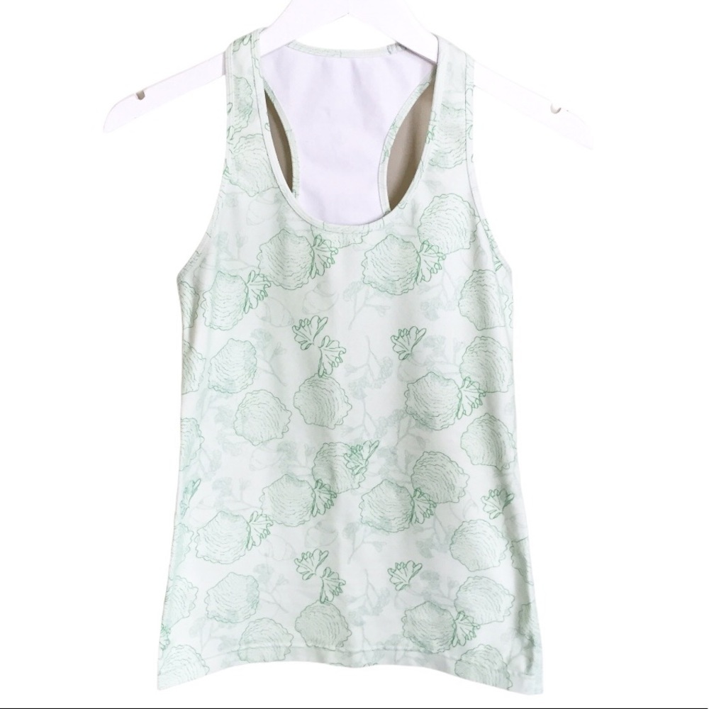 LULULEMON Cool Racerback Tank Top With Seashell Print Mint Green Size 4